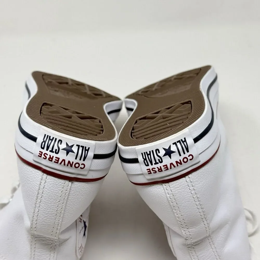 Converse All Star Chuck Taylor Mens 8.5 White Leather High Top Retro Shoes - Picture 14 of 14